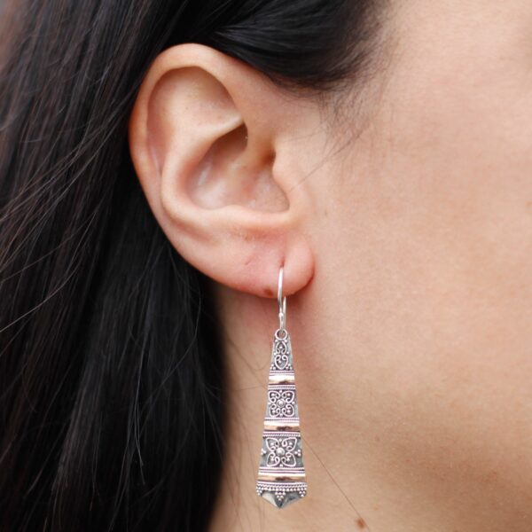 Silver & Gold Earring - Tribal Drops - Image 4