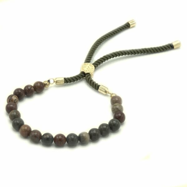 18K Gold Plated Gemstone Moss String Bracelet -  Picasso Jasper - Image 2