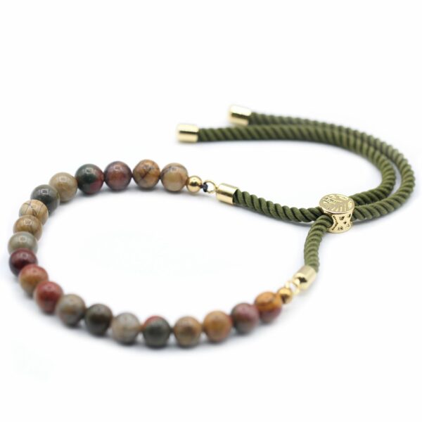 18K Gold Plated Gemstone Moss String Bracelet -  Picasso Jasper - Image 6