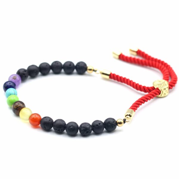 18K Gold Plated Gemstone Royal String Bracelet - Lava Stone Chakra - Image 3