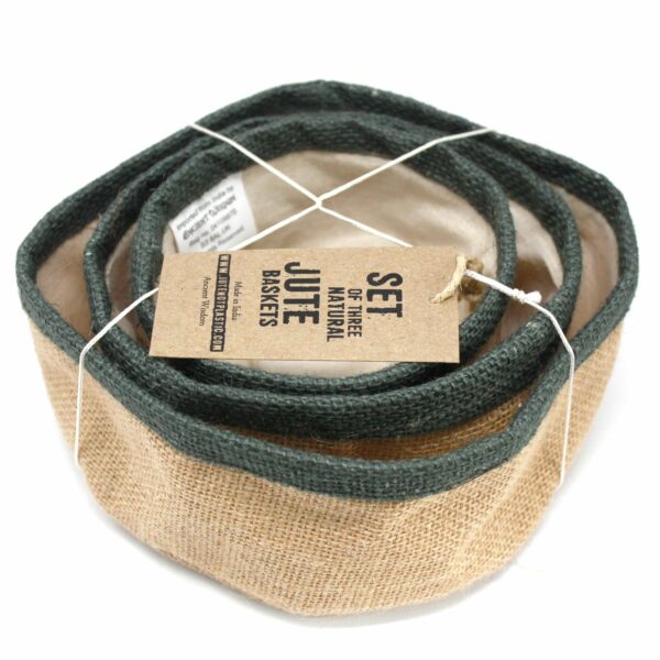 Set of 3 Natural Jute Baskets - Charcoal - Image 2